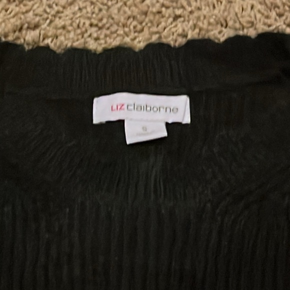 Liz Claiborne Black Scallop Neck Sweater - Picture 2 of 7